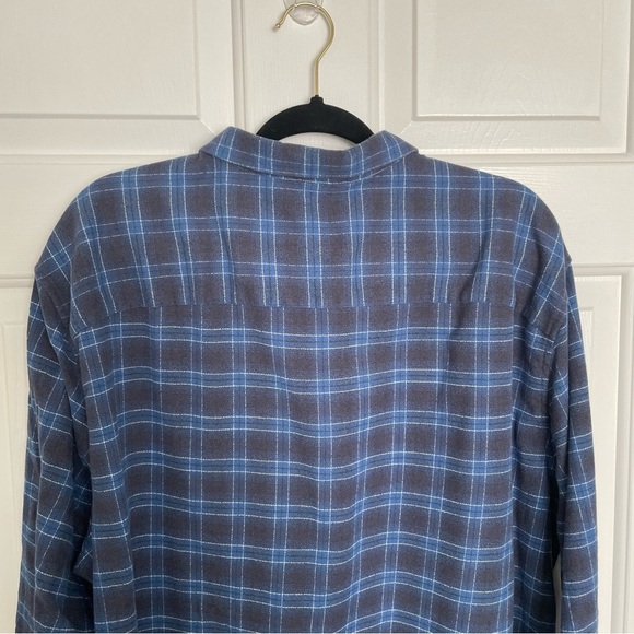 Artefact Slim Navy Blue Black Plaid Button Front 2XL Tall Shirt - Picture 4 of 6